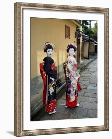 Geisha, Maiko (Trainee Geisha) in Gion, Kyoto City, Honshu, Japan-Christian Kober-Framed Photographic Print