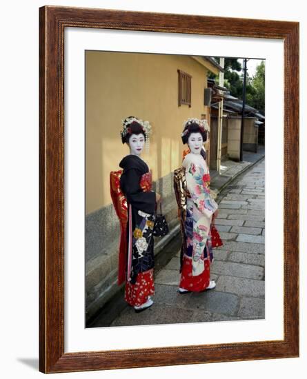 Geisha, Maiko (Trainee Geisha) in Gion, Kyoto City, Honshu, Japan-Christian Kober-Framed Photographic Print