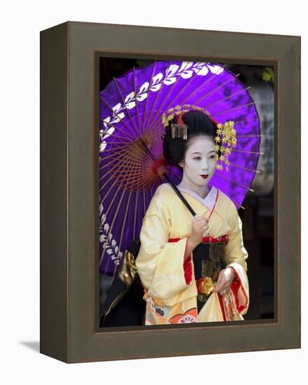 Geisha, Maiko (Trainee Geisha) in Gion, Kyoto City, Honshu, Japan-Christian Kober-Framed Premier Image Canvas