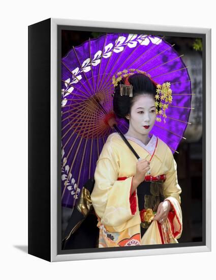 Geisha, Maiko (Trainee Geisha) in Gion, Kyoto City, Honshu, Japan-Christian Kober-Framed Premier Image Canvas