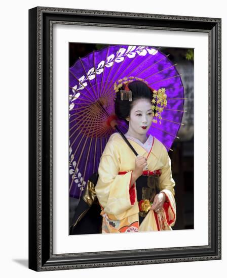Geisha, Maiko (Trainee Geisha) in Gion, Kyoto City, Honshu, Japan-Christian Kober-Framed Photographic Print