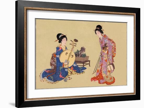 Geisha Musicians-null-Framed Art Print