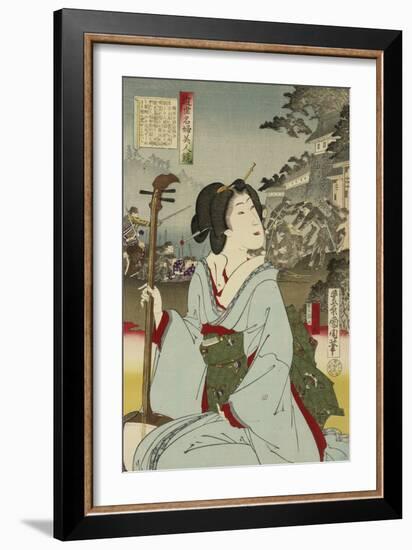 Geisha, No Date (Woodblock Print)-Toyohara Kunichika-Framed Giclee Print