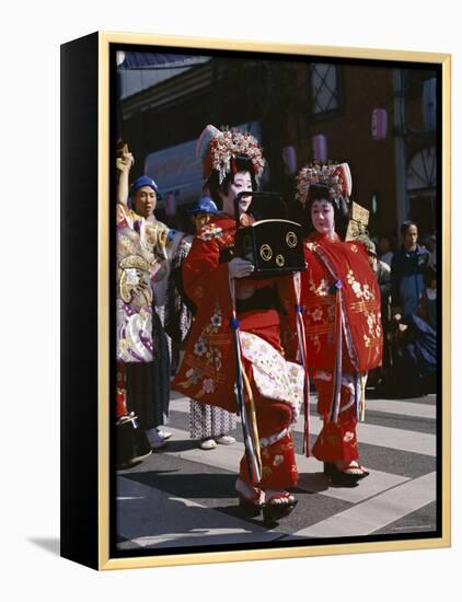 Geisha Parade, Geishas Dressed in Traditional Costume, Kimono, Kyoto, Honshu, Japan-null-Framed Premier Image Canvas