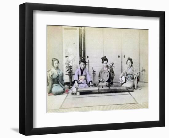 Geisha Playing Traditional Musical Instruments, Japan, 1880-null-Framed Giclee Print