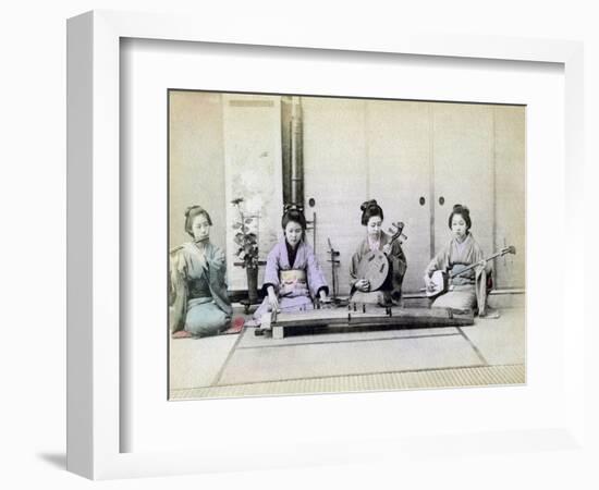 Geisha Playing Traditional Musical Instruments, Japan, 1880-null-Framed Giclee Print