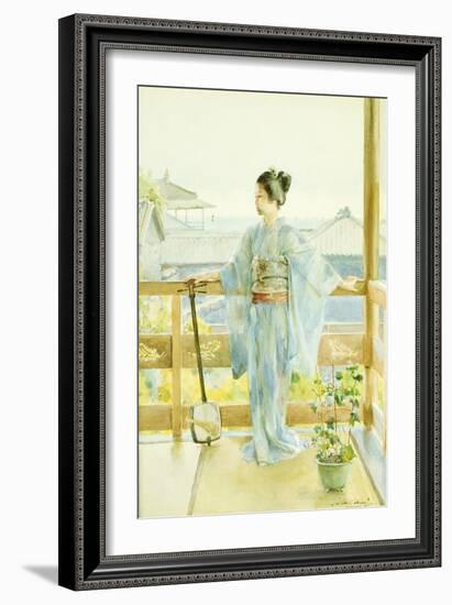 Geisha Standing on a Balcony, 1893-Anton Alois Stern-Framed Giclee Print