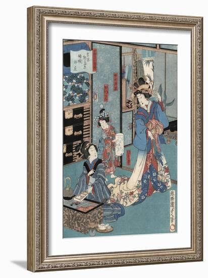 Geisha with Hibachi-Utagawa Kunisada II-Framed Giclee Print