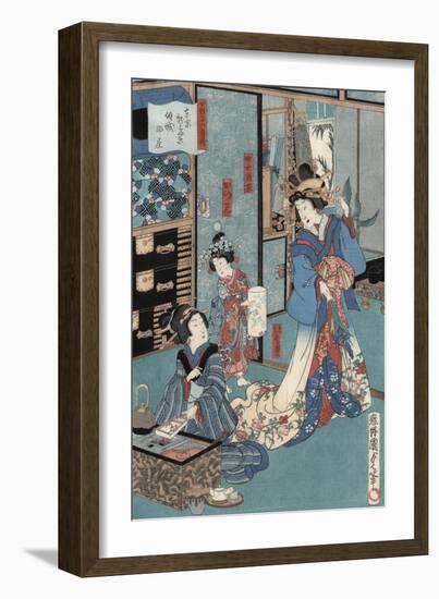 Geisha with Hibachi-Utagawa Kunisada II-Framed Giclee Print