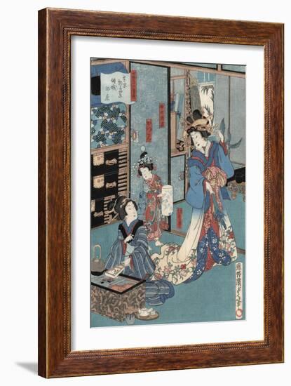 Geisha with Hibachi-Utagawa Kunisada II-Framed Giclee Print