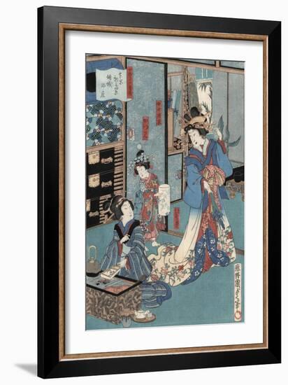 Geisha with Hibachi-Utagawa Kunisada II-Framed Giclee Print