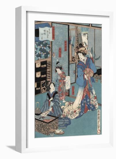Geisha with Hibachi-Utagawa Kunisada II-Framed Giclee Print