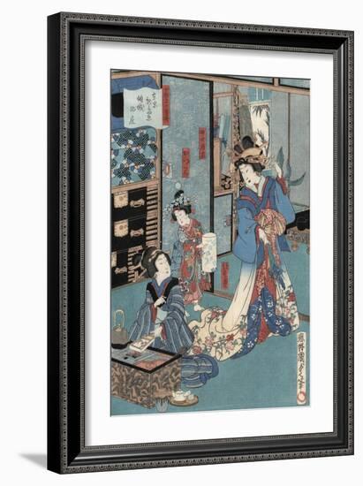 Geisha with Hibachi-Utagawa Kunisada II-Framed Giclee Print