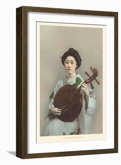 Geisha with Samisen-null-Framed Art Print