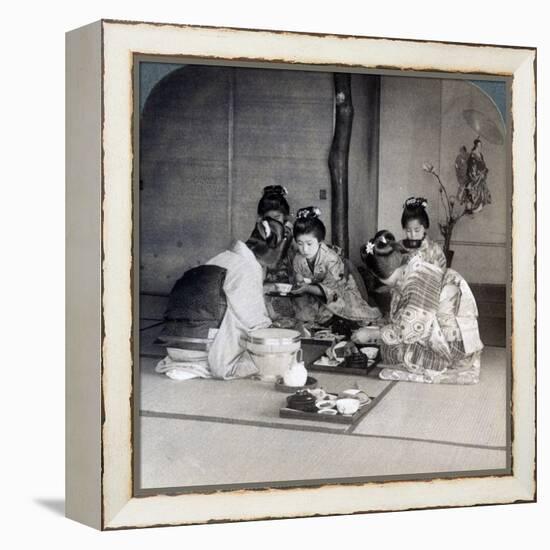 Geishas at Dinner, Tokyo, Japan, 1904-Underwood & Underwood-Framed Premier Image Canvas