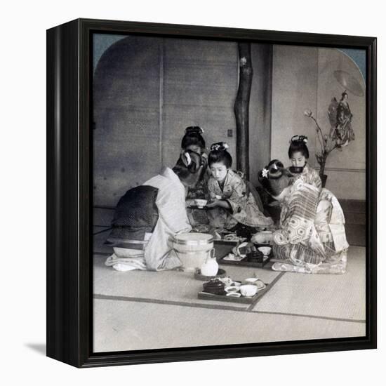 Geishas at Dinner, Tokyo, Japan, 1904-Underwood & Underwood-Framed Premier Image Canvas