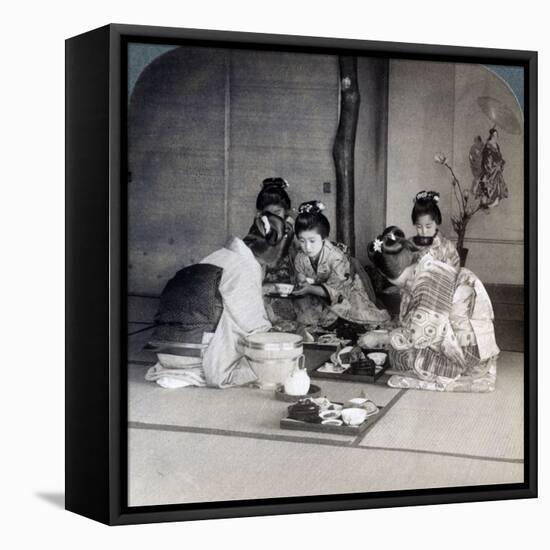 Geishas at Dinner, Tokyo, Japan, 1904-Underwood & Underwood-Framed Premier Image Canvas