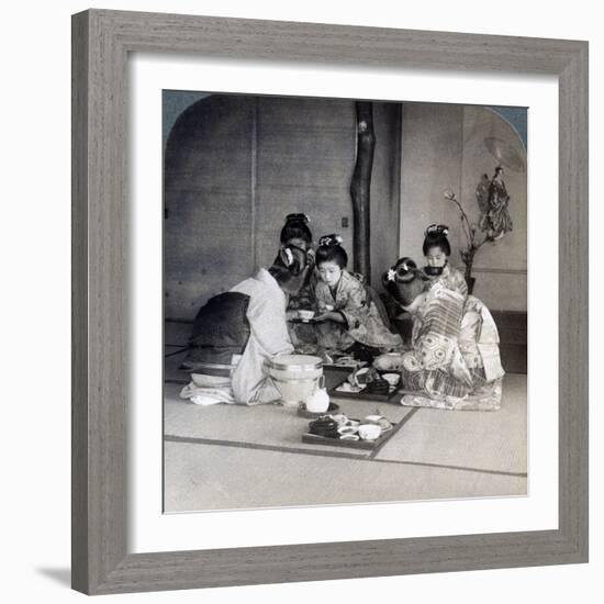 Geishas at Dinner, Tokyo, Japan, 1904-Underwood & Underwood-Framed Photographic Print