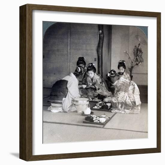 Geishas at Dinner, Tokyo, Japan, 1904-Underwood & Underwood-Framed Photographic Print