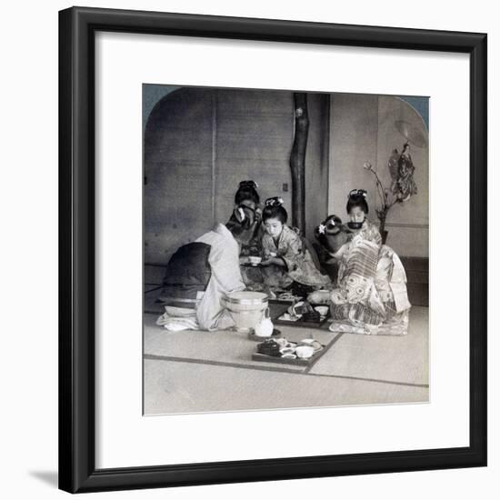 Geishas at Dinner, Tokyo, Japan, 1904-Underwood & Underwood-Framed Photographic Print