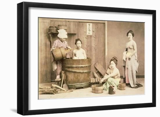 Geishas Bathing, circa 1880s-English Photographer-Framed Giclee Print