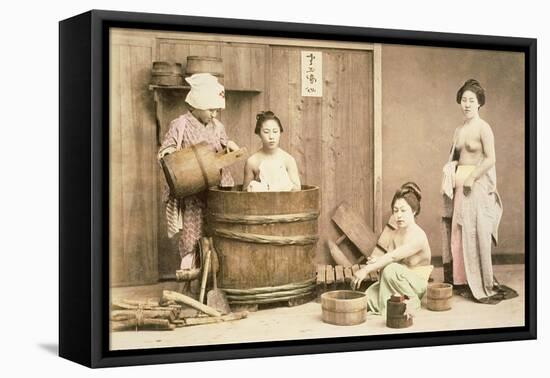 Geishas Bathing, circa 1880s-English Photographer-Framed Premier Image Canvas