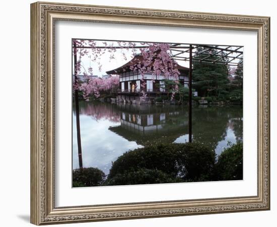 Geishas on the Balcony of Shobi-Kan Teahouse in Garden at Heian Shrine, Kyoto, Japan-Nancy & Steve Ross-Framed Photographic Print