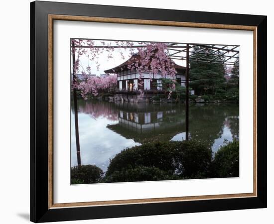 Geishas on the Balcony of Shobi-Kan Teahouse in Garden at Heian Shrine, Kyoto, Japan-Nancy & Steve Ross-Framed Photographic Print