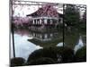 Geishas on the Balcony of Shobi-Kan Teahouse in Garden at Heian Shrine, Kyoto, Japan-Nancy & Steve Ross-Mounted Photographic Print