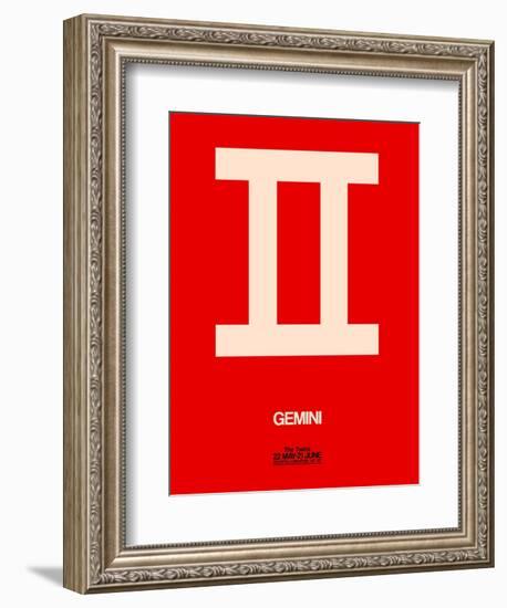 Gemini Zodiac Sign White on Red-NaxArt-Framed Art Print