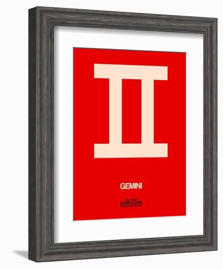 Gemini Zodiac Sign White on Red-NaxArt-Framed Art Print