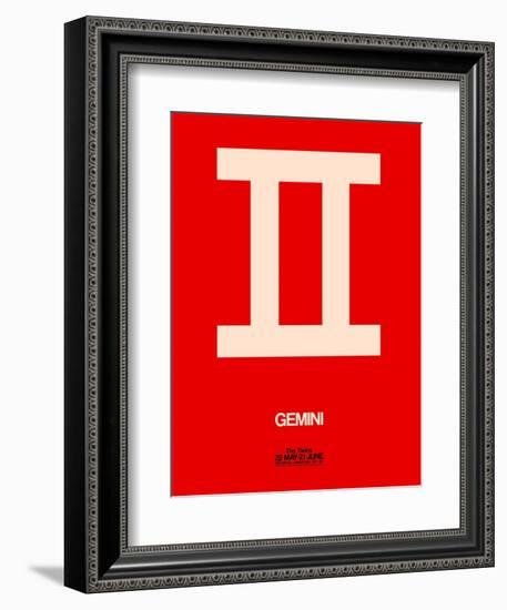 Gemini Zodiac Sign White on Red-NaxArt-Framed Art Print