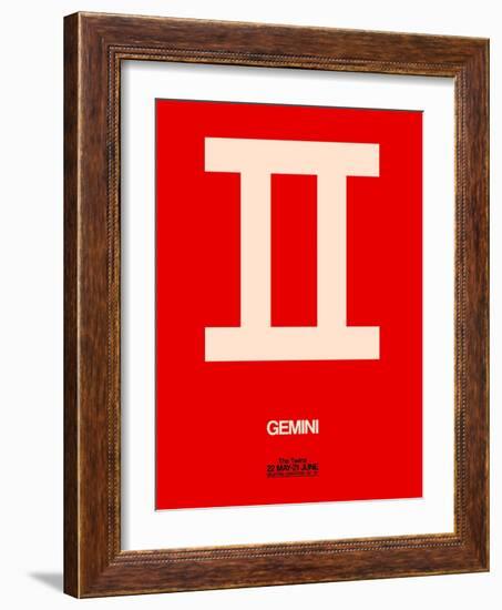 Gemini Zodiac Sign White on Red-NaxArt-Framed Art Print