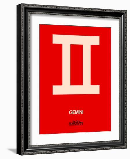 Gemini Zodiac Sign White on Red-NaxArt-Framed Art Print