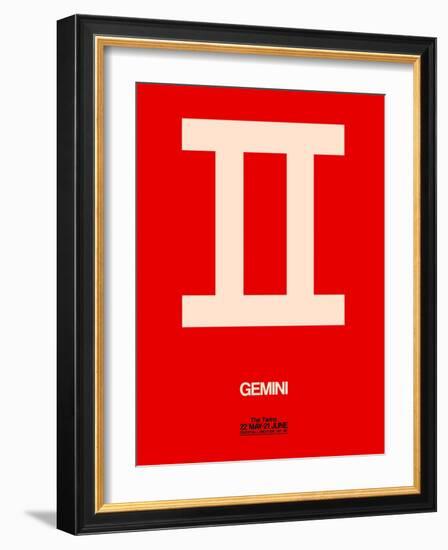 Gemini Zodiac Sign White on Red-NaxArt-Framed Art Print