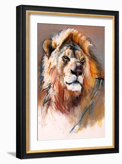 Gemsbok Lion, 2020, (pastel)-Mark Adlington-Framed Giclee Print