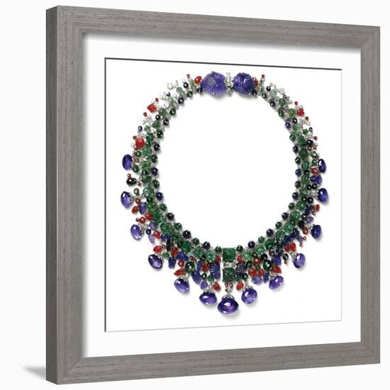 Gemstone Necklace with Amethyst, Ruby, Emerald and Diamond-null-Framed Photographic Print