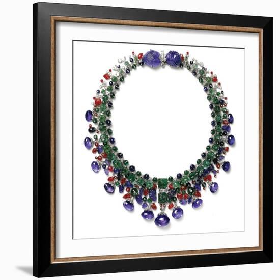 Gemstone Necklace with Amethyst, Ruby, Emerald and Diamond-null-Framed Photographic Print