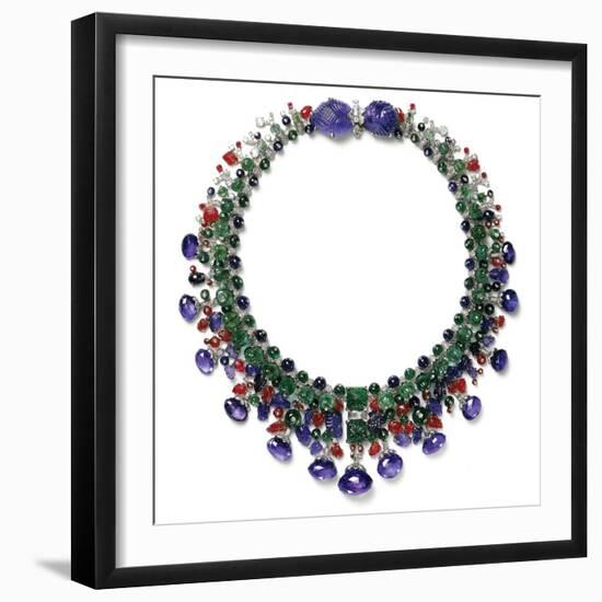 Gemstone Necklace with Amethyst, Ruby, Emerald and Diamond-null-Framed Photographic Print