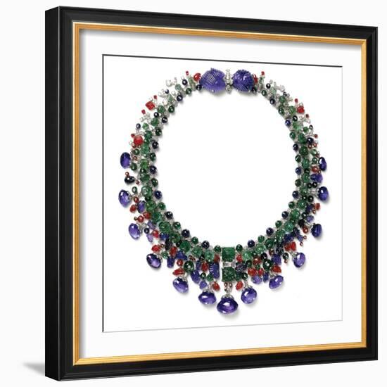 Gemstone Necklace with Amethyst, Ruby, Emerald and Diamond-null-Framed Photographic Print