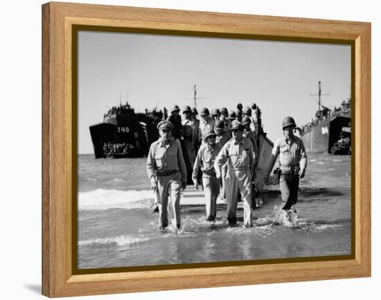 Gen. Douglas Macarthur and Col. Lloyd Lehrbas Wading Ashore During American Landings-Carl Mydans-Framed Premier Image Canvas