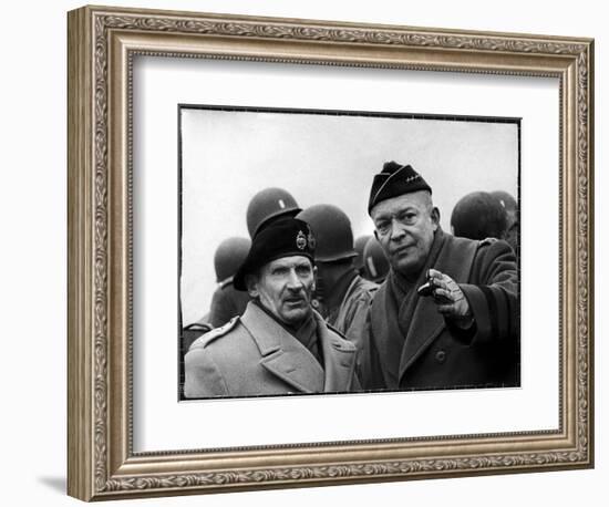 Gen. Dwight Eisenhower, Commander in Chief with British Field Commander Gen. Bernard Montgomery-Frank Scherschel-Framed Photographic Print