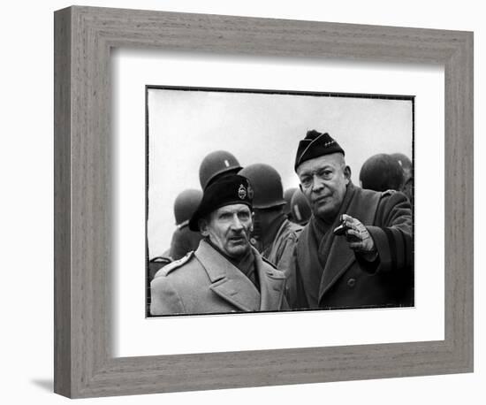 Gen. Dwight Eisenhower, Commander in Chief with British Field Commander Gen. Bernard Montgomery-Frank Scherschel-Framed Photographic Print