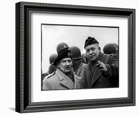 Gen. Dwight Eisenhower, Commander in Chief with British Field Commander Gen. Bernard Montgomery-Frank Scherschel-Framed Photographic Print