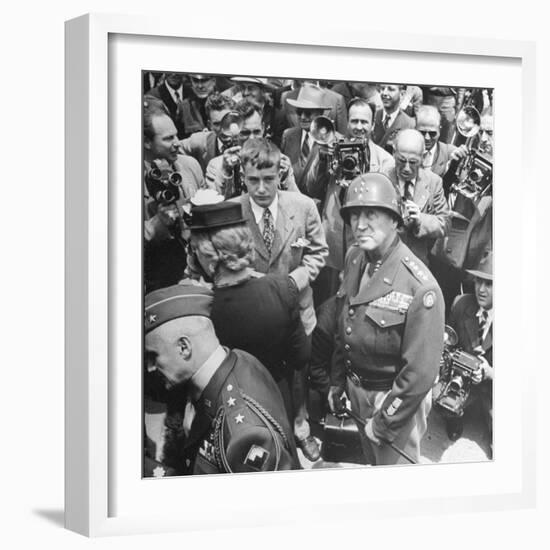 Gen. George Patton's Homecoming at End of WWII-Martha Holmes-Framed Premium Photographic Print