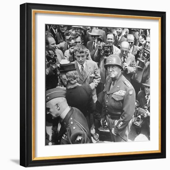 Gen. George Patton's Homecoming at End of WWII-Martha Holmes-Framed Premium Photographic Print