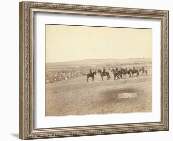 Gen. Miles and staff viewing the largest hostile Indian Camp in the U.S., near Pine Ridge, 1891-John C. H. Grabill-Framed Photographic Print
