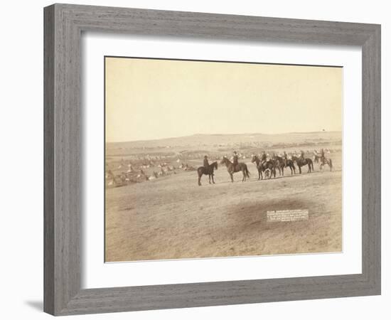 Gen. Miles and staff viewing the largest hostile Indian Camp in the U.S., near Pine Ridge, 1891-John C. H. Grabill-Framed Photographic Print