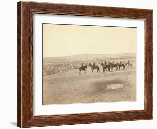 Gen. Miles and staff viewing the largest hostile Indian Camp in the U.S., near Pine Ridge, 1891-John C. H. Grabill-Framed Photographic Print