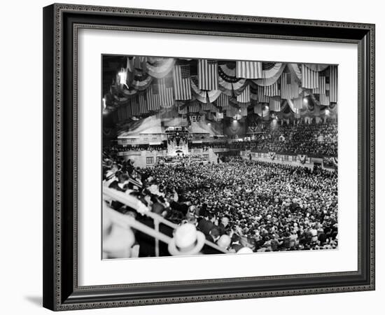 Gen Robert Wood and Col. Charles Lindbergh Speak at America First Committee Rally-William C^ Shrout-Framed Photographic Print